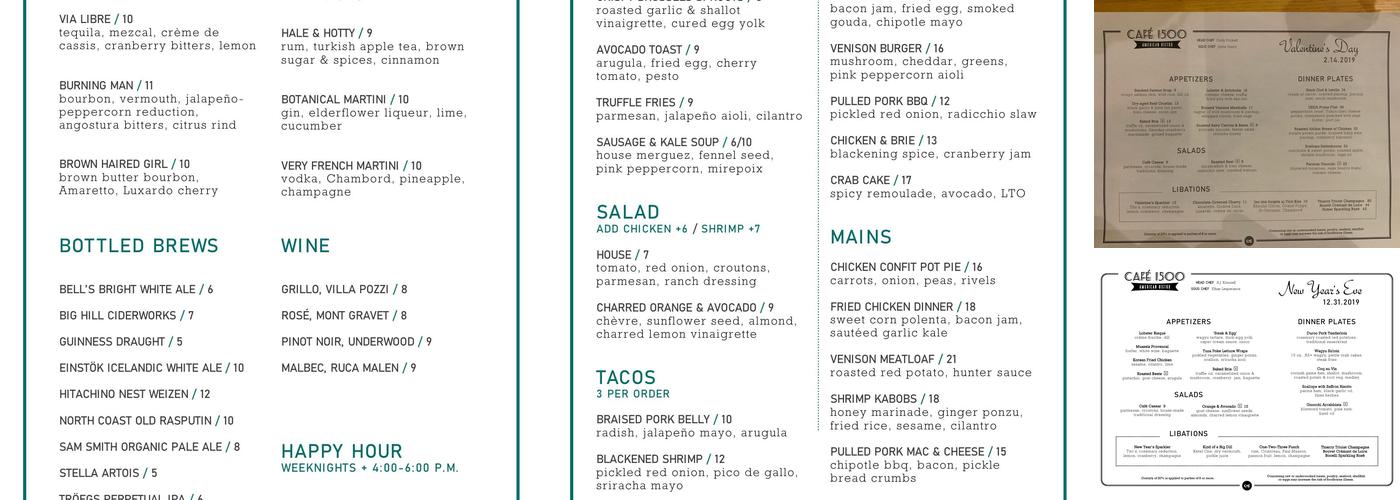 Café 1500 Menu
