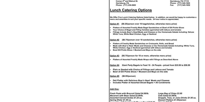 Bagel Lovers Cafe Menu