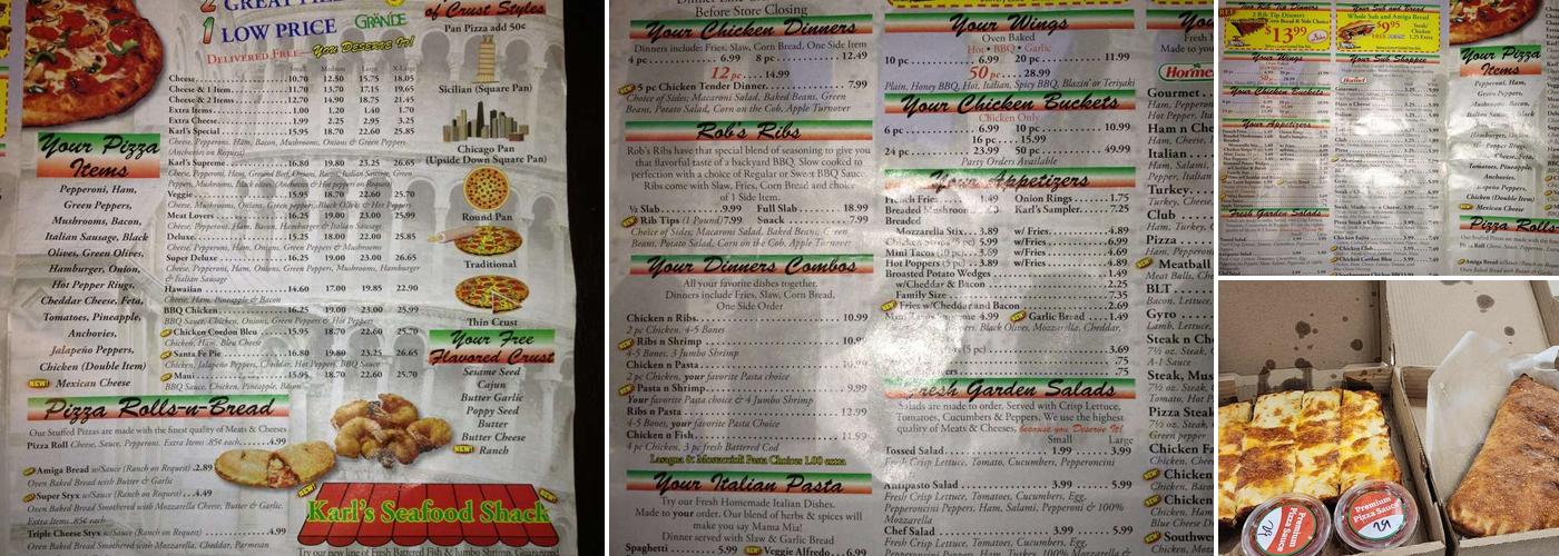 Karl's Place Pizza Menu
