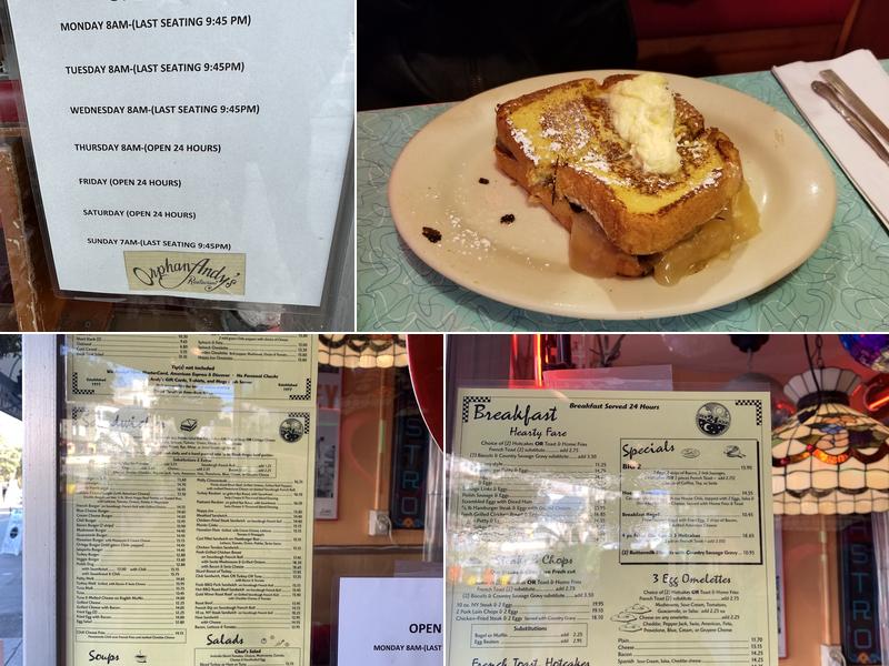 Orphan Andy's Restaurant Menu