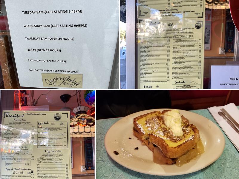 Orphan Andy's Restaurant Menu