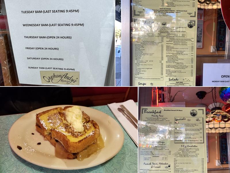 Orphan Andy's Restaurant Menu