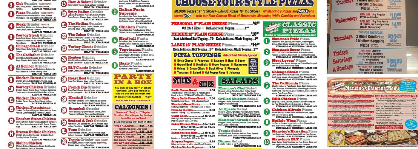 Mancino's of Taylor Menu