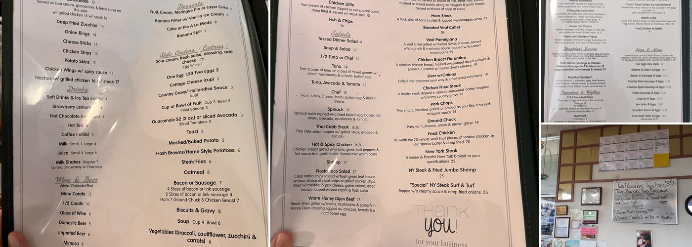 Gunter's Restaurant Menu