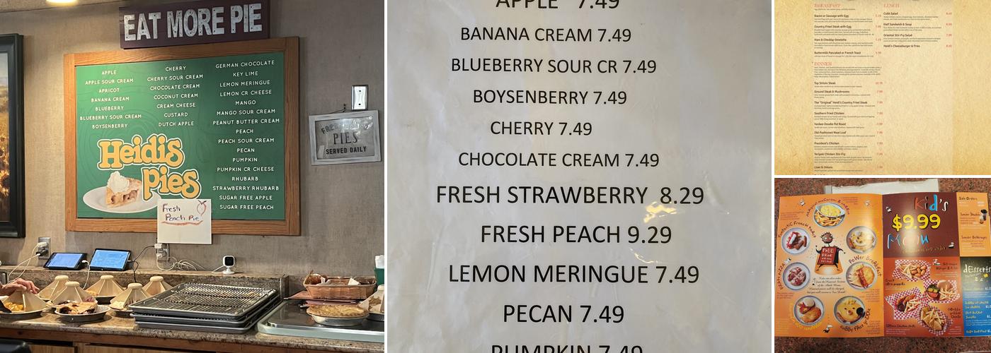 Heidi's Pies Restaurant Menu