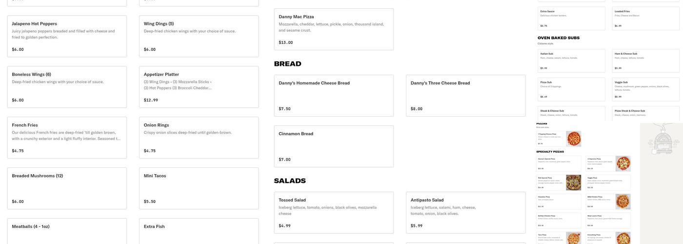 Danny's Pizza & Subs Menu