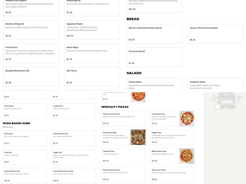 Danny's Pizza & Subs Menu