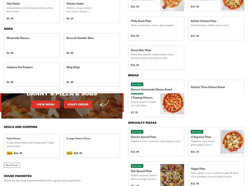 Danny's Pizza & Subs Menu
