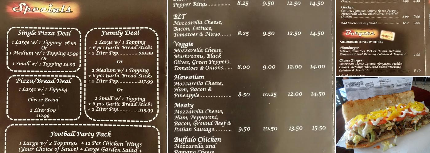 2 Guys Mexican & Italian Bistro Menu
