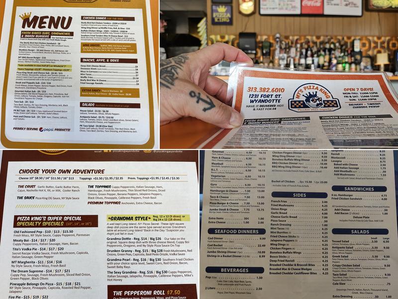 MT's Pizza King Menu