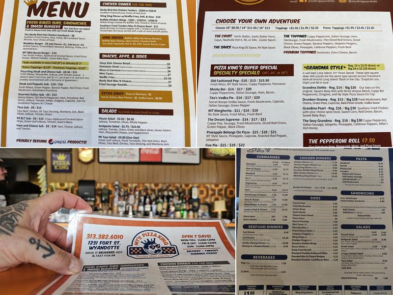 MT's Pizza King Menu