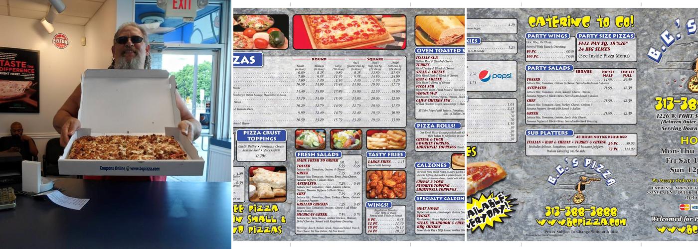 B.C.'s Pizza Menu