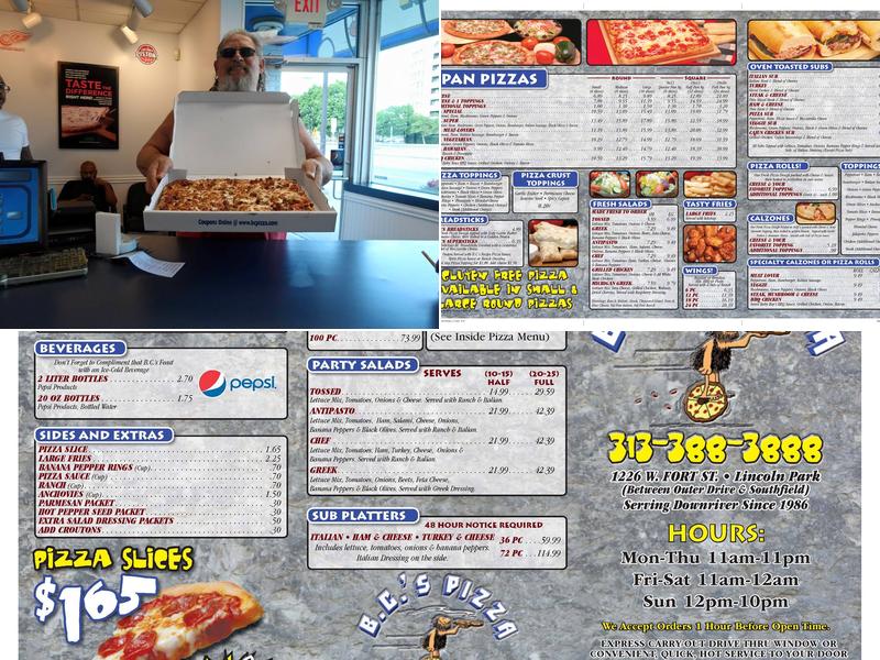 B.C.'s Pizza Menu