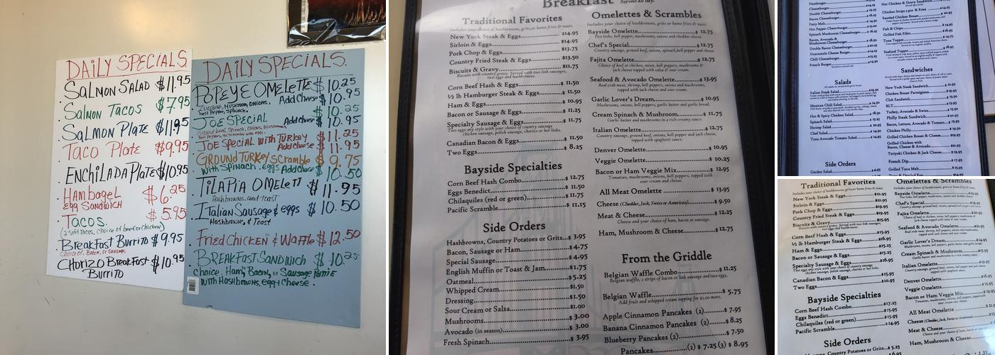 Bayside Cafe Menu