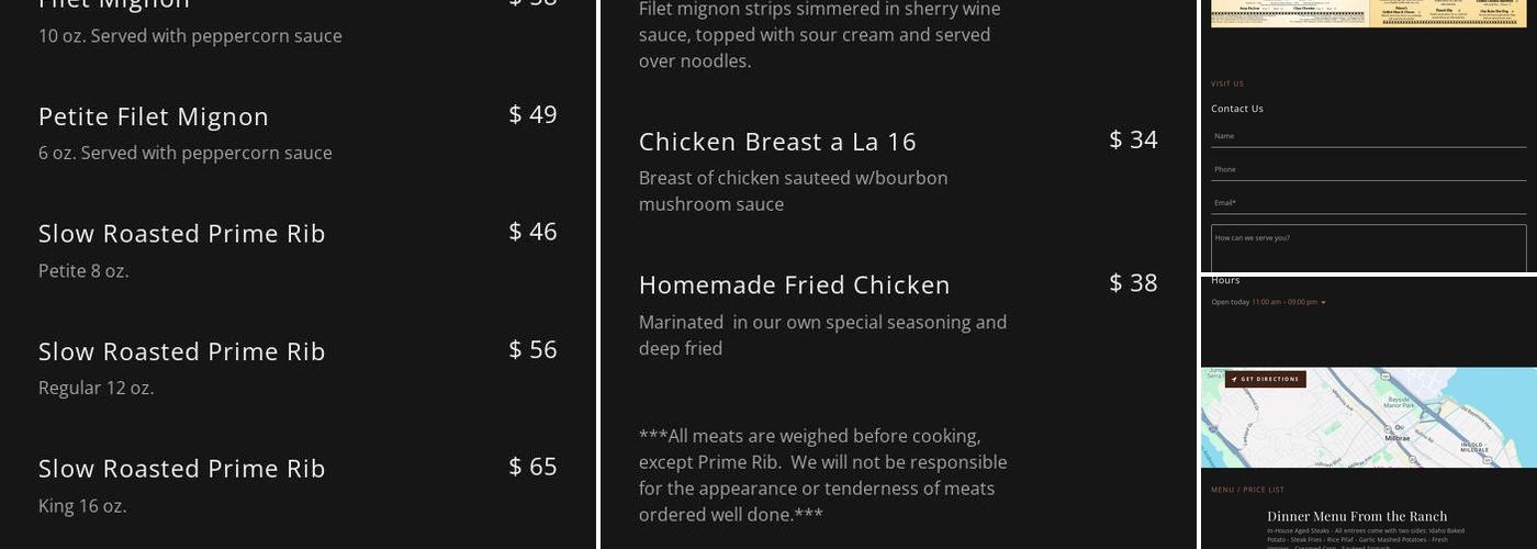 Sixteen Mile House Menu