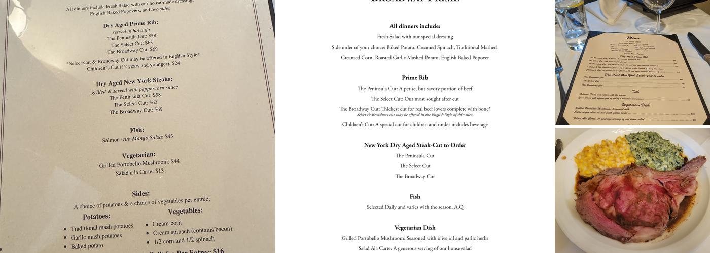 Broadway Prime Menu