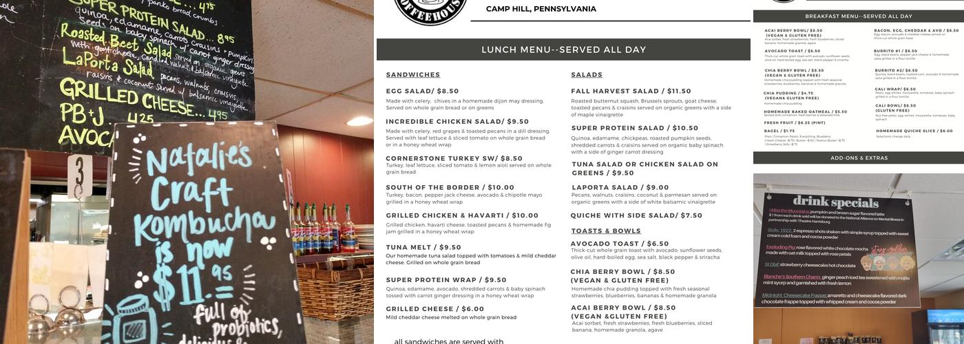 Cornerstone Coffeehouse Menu