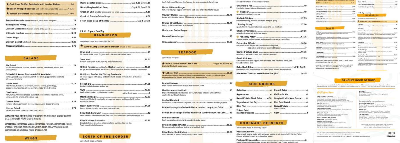 nicks114cafe Menu