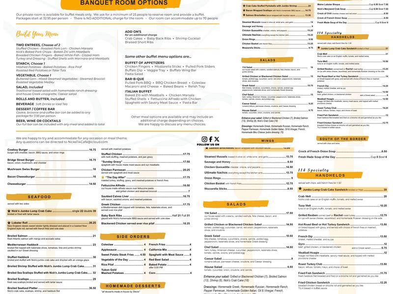 nicks114cafe Menu