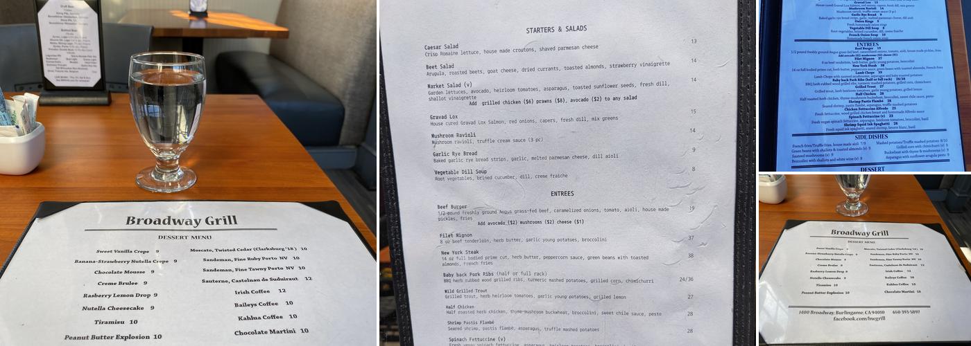 Broadway Grill Menu