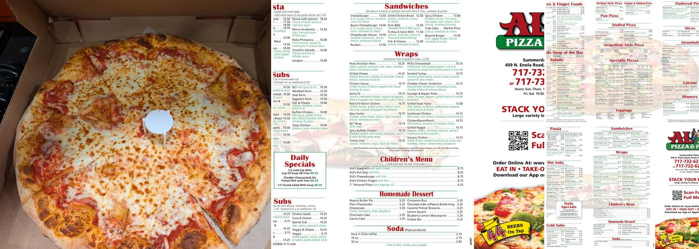Al's Pizza Menu