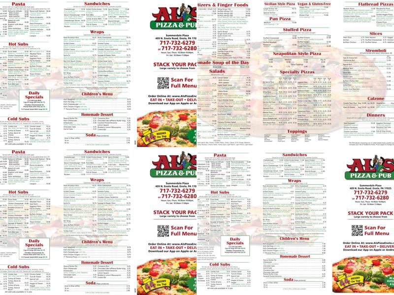 Al's Pizza Menu