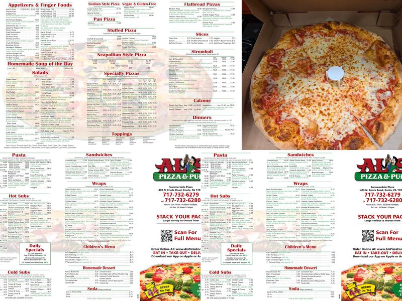 Al's Pizza Menu