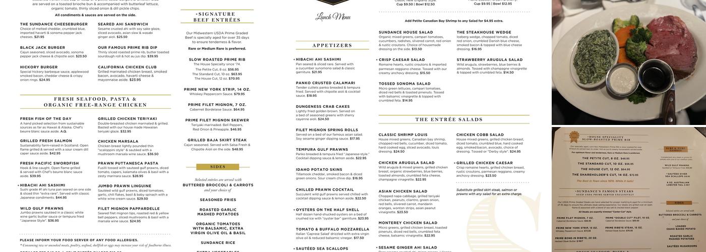 Sundance The Steakhouse Menu