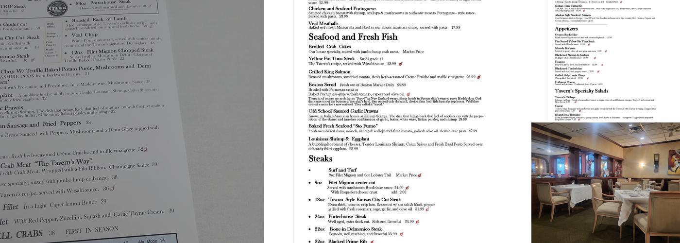 Tavern on the Hill Menu