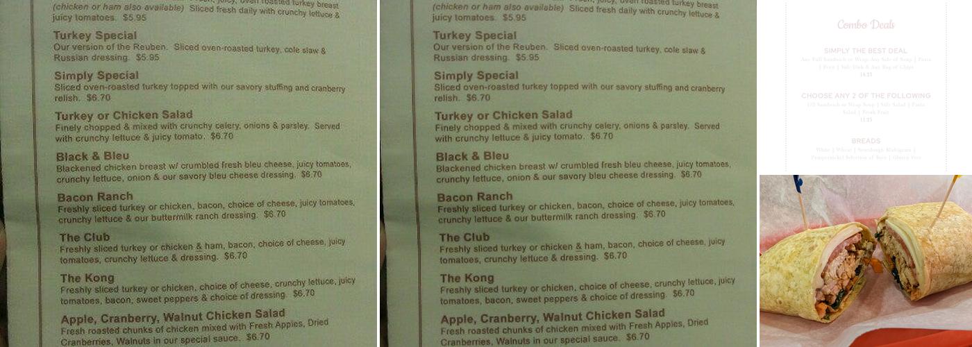 Simply Turkey & More Menu