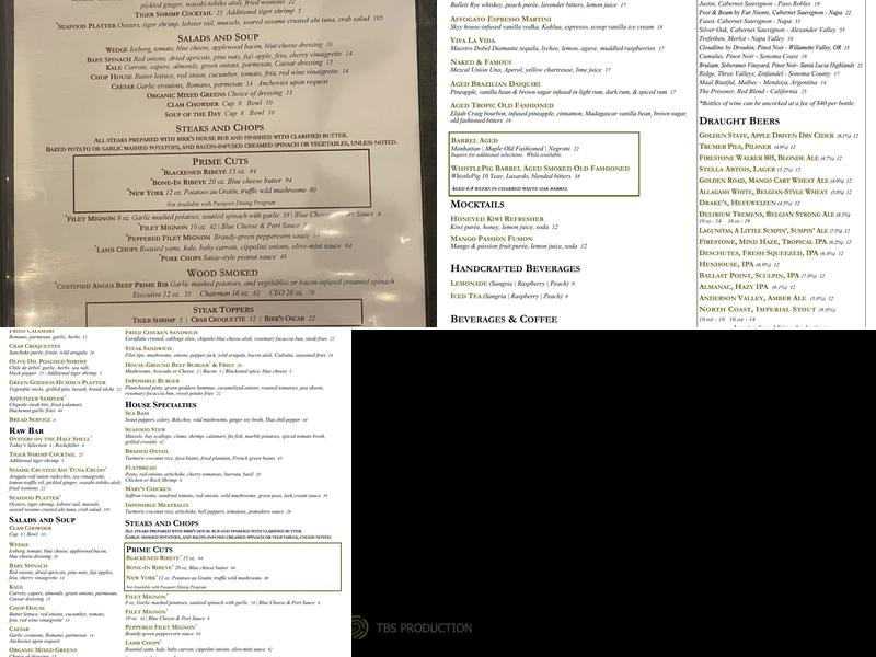 Birk's Menu