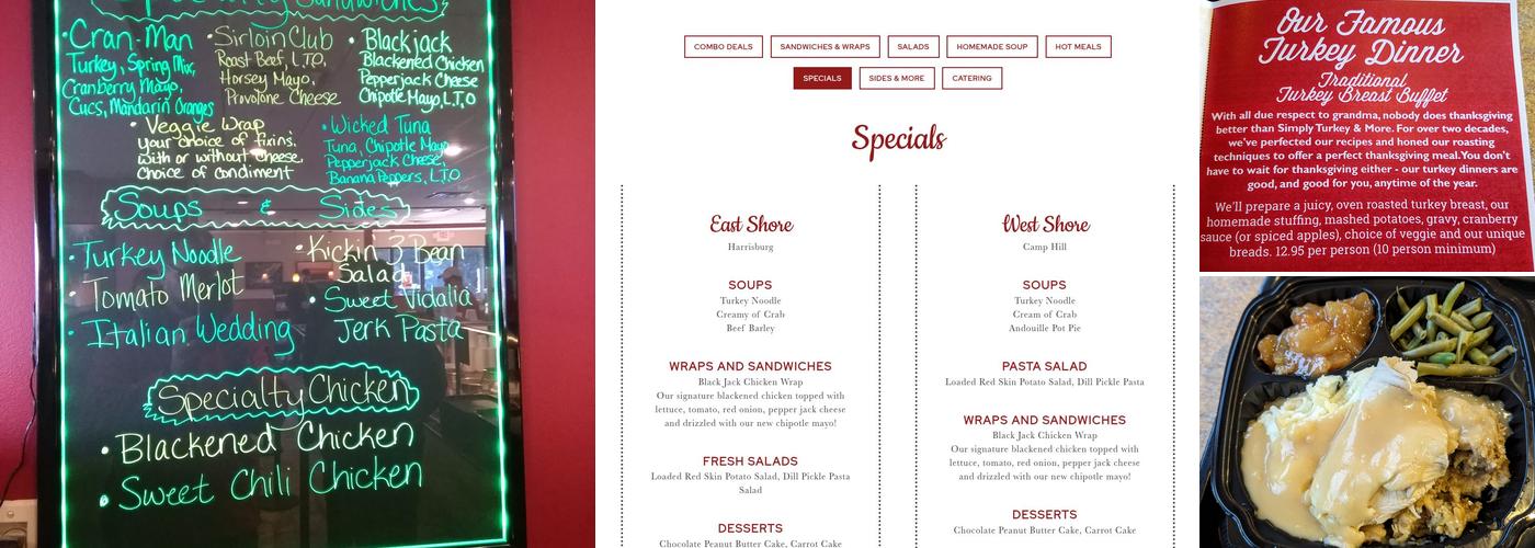 Simply Turkey & More Menu