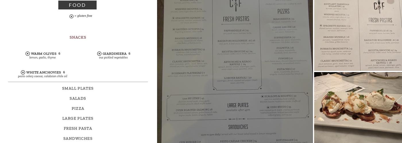 Cork & Fork Menu