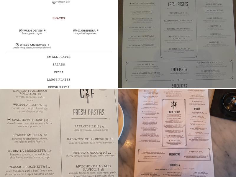 Cork & Fork Menu