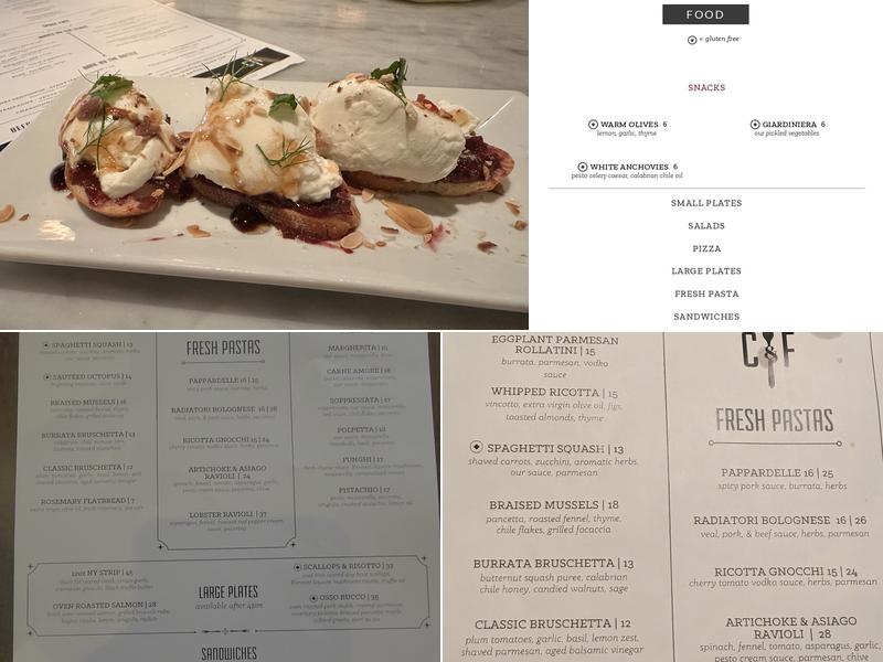 Cork & Fork Menu