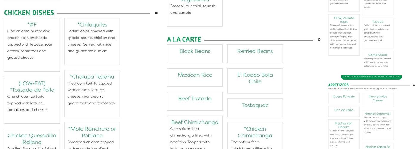 El Rodeo Mexican Restaurant Menu
