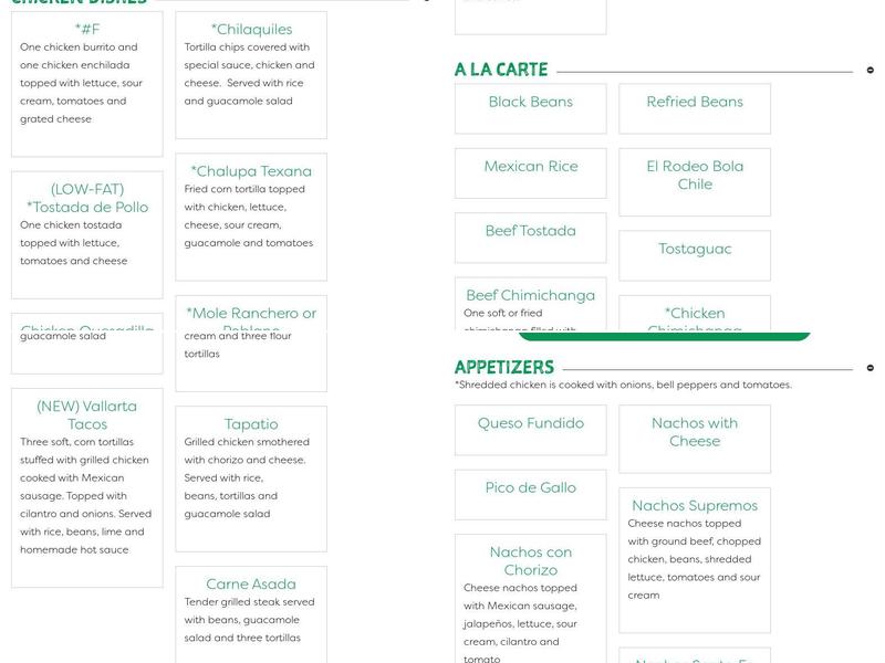 El Rodeo Mexican Restaurant Menu