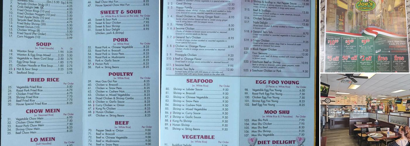 Joe's Original Pizza Enola Menu