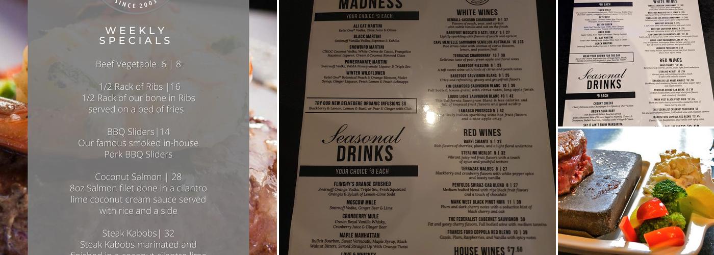 Flinchy's Restaurant, Bar and Deck Menu