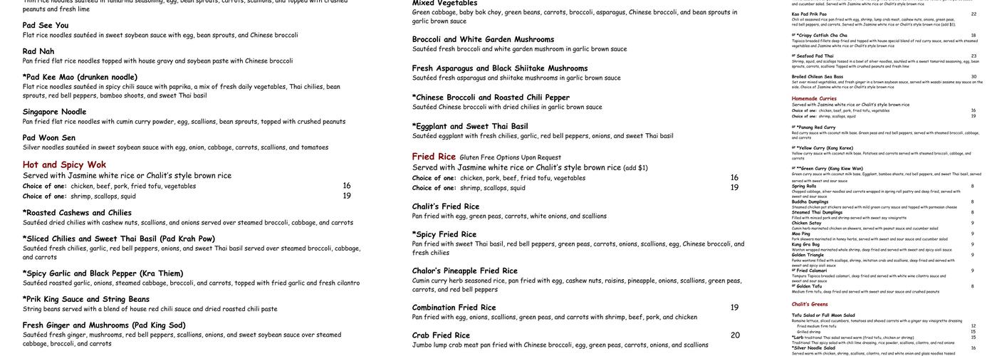 Chalit's Thai Bistro Menu