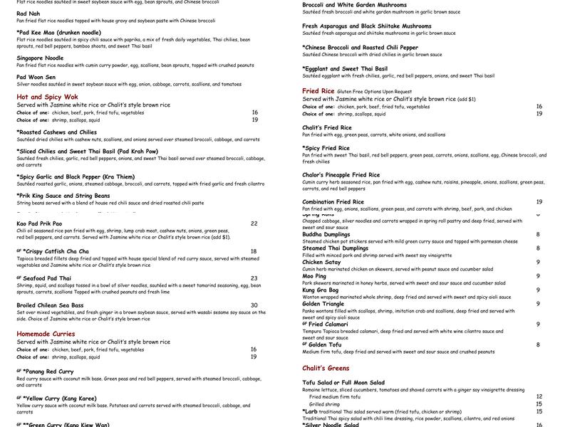 Chalit's Thai Bistro Menu