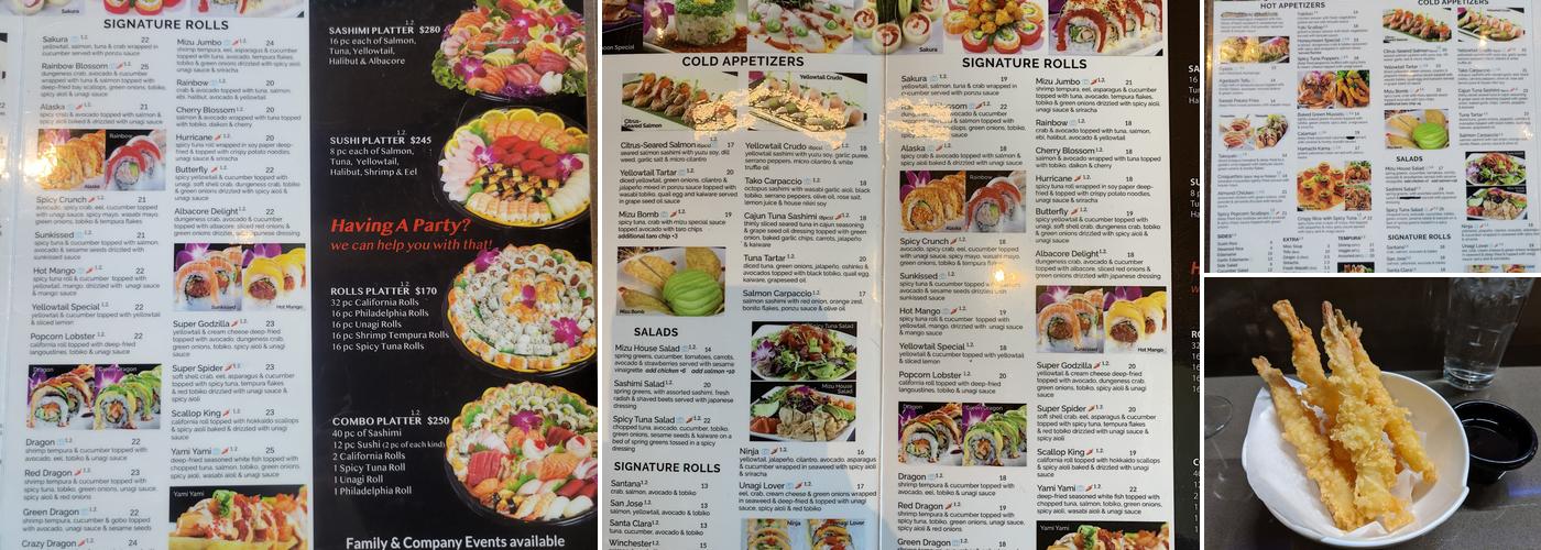 Mizu Sushi Bar & Grill Menu
