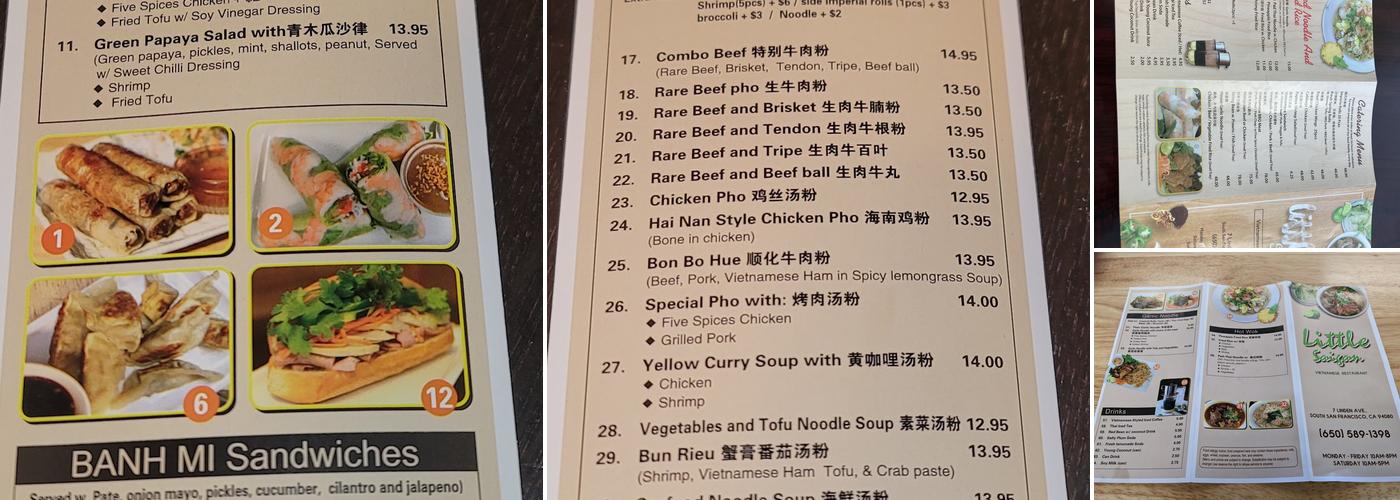 Little Saigon Menu