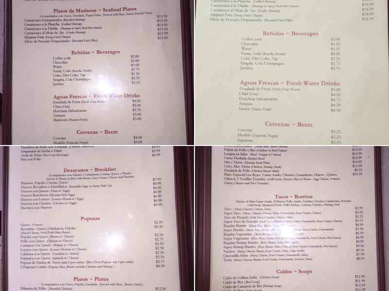 Los Reyes Restaurant Menu