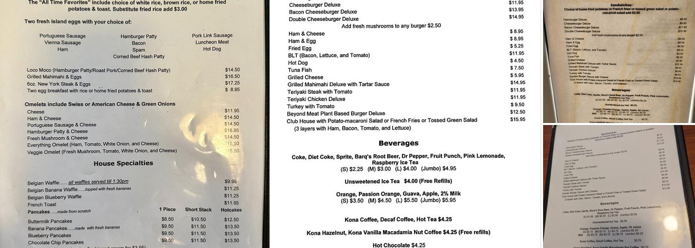 Times Coffee Shop Menu