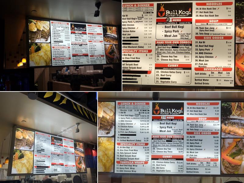 Bull Kogi Korean Fusion Restaurant Menu