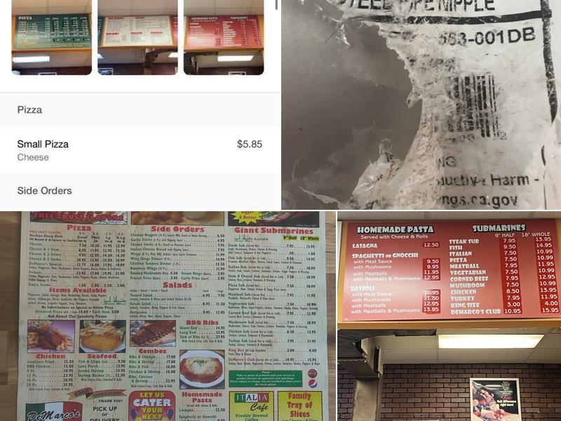 De Marco's Pizza Cafe Menu