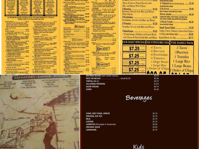 Pancho's Mexican Restaurant Menu