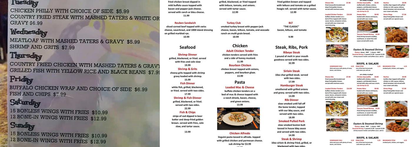 Toucan's Ale House Menu