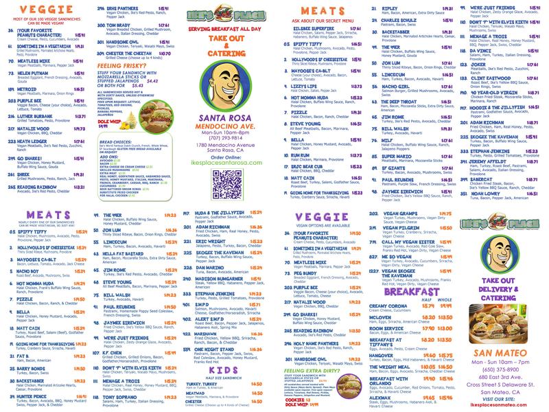 Ike's Place Menu